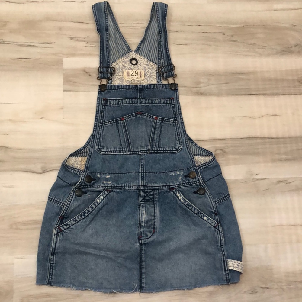Vintage Free People Distressed Skirt Overalls